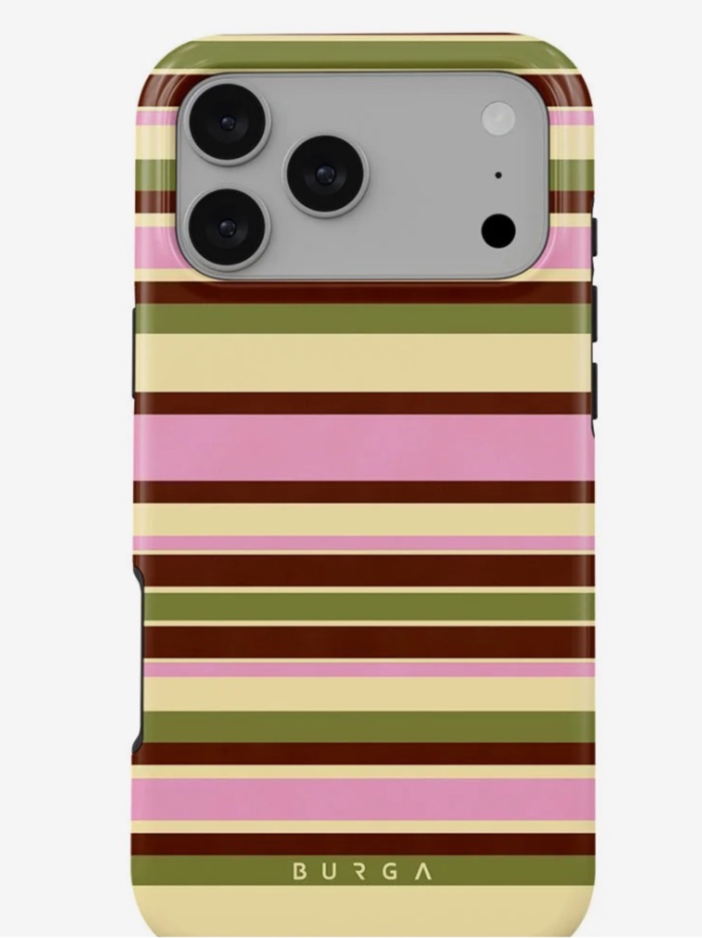 New NWT BURGA  Pink & Green Striped Protective Phone Case Rio - iPhone 17Pro max